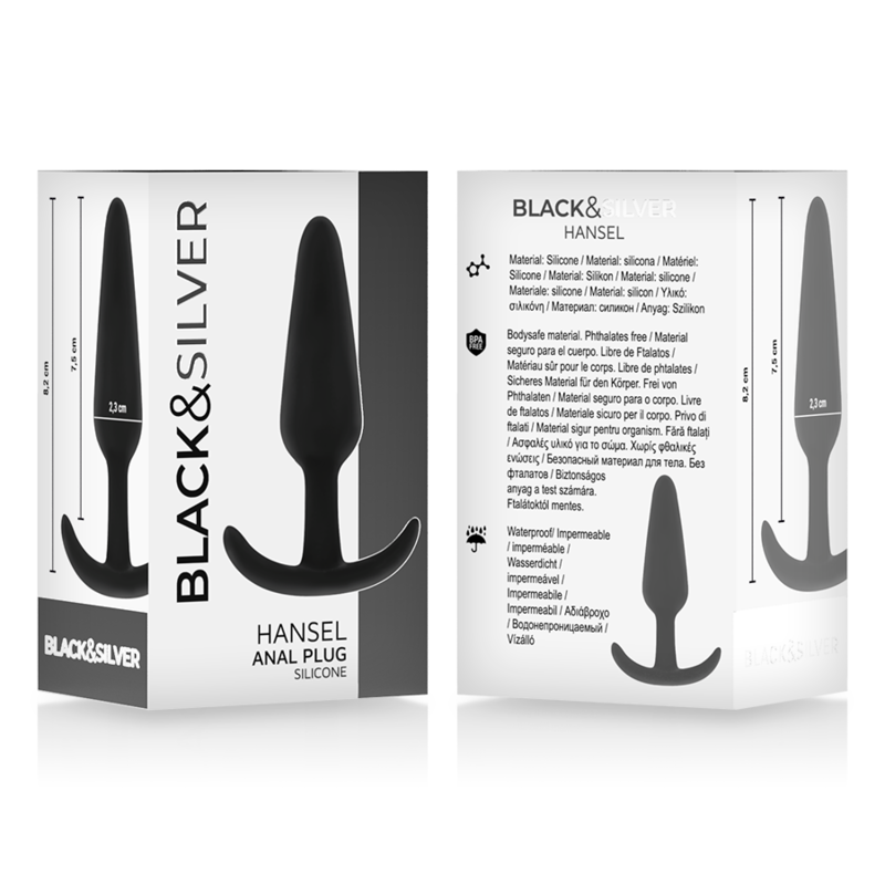 BLACK&SILVER - BOUCHON ANAL EN SILICONE HANSEL AVEC PETITE POIGNÉE