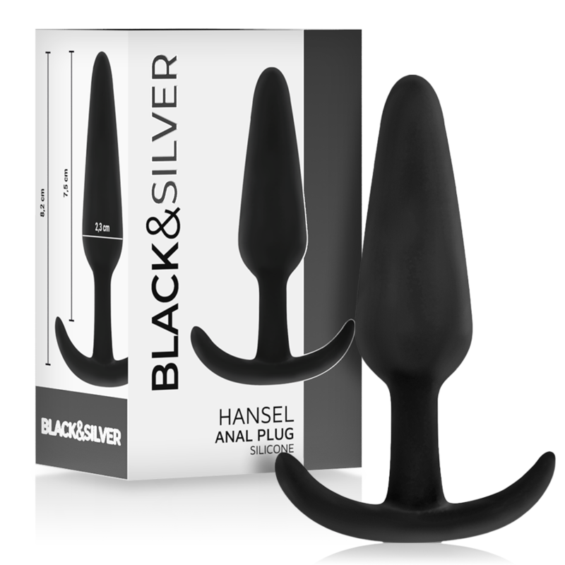 BLACK&amp;SILVER - PLUG ANAL DE SILICONA HANSEL CON MANGO PEQUEÑO