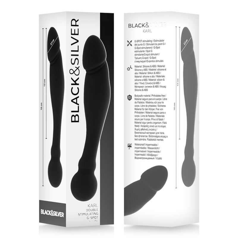 BLACK&amp;SILVER - DILDO ESTIMULADOR PUNTO G KARL 18 CM