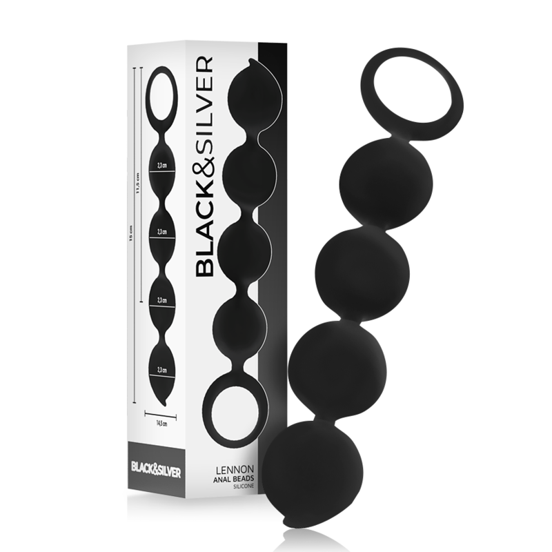 BLACK&amp;SILVER - LENNON ANAL PRUNING 4 SILICONE SPHERES 15 CM