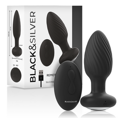 BLACK&amp;SILVER - WELLS PLUG SILICONE ANAL ROTATOR REMOTE CONTROL