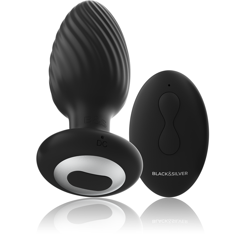 BLACK&amp;SILVER - WELLS PLUG SILICONE ANAL ROTATOR REMOTE CONTROL