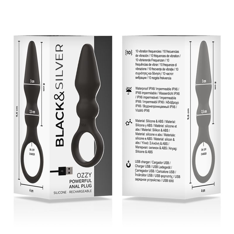 BLACK&amp;SILVER - OZZY POWERFUL SILICONE ANAL PLUG