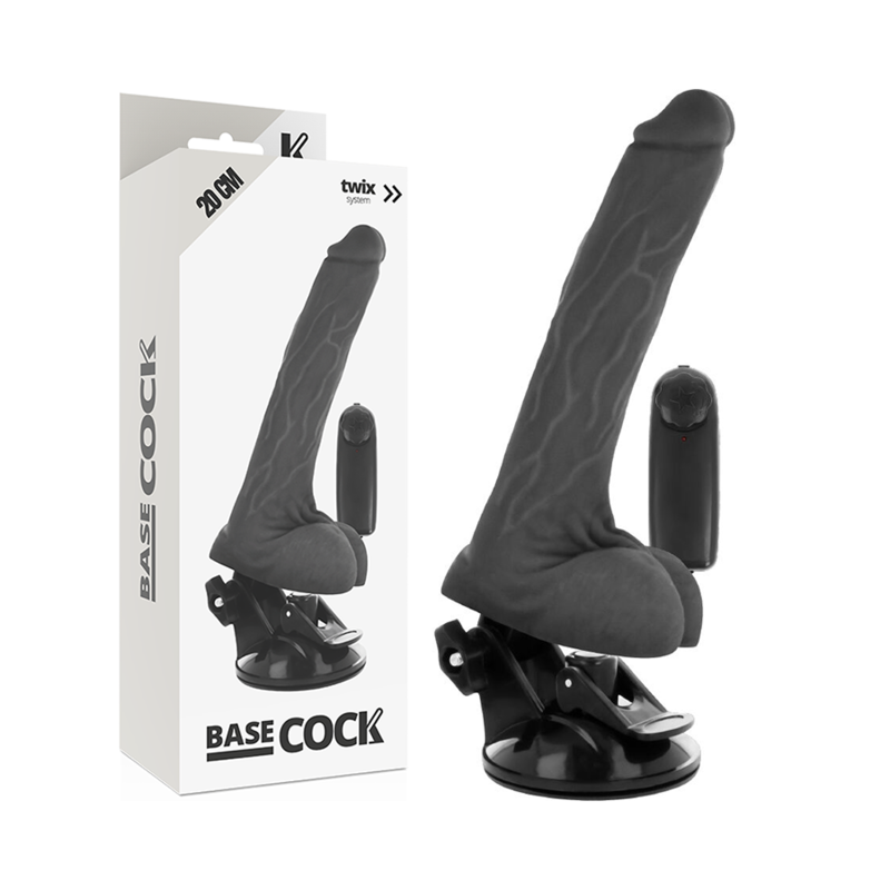 BASECOCK - VIBRADOR NATURAL REALISTA CON TESTICULOS A CONTROL REMOTO 20 CM -O- 4 CM