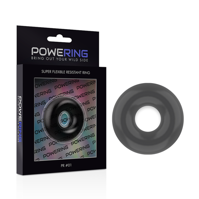 POWERING - ANILLO PARA EL PENE SUPER FLEXIBLE Y RESISTENTE 3.5CM NEGRO