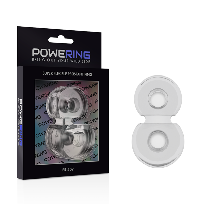 POWERING - ANILLO DOBLE PARA EL PENE SUPER FLEXIBLE Y RESISTENTE PR09 CLARO