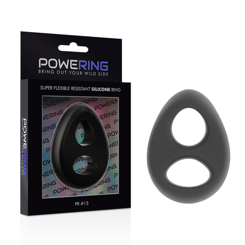 POWERING - ANNEAU PÉNIS ET TESTICULES SUPER FLEXIBLE ET RÉSISTANT PR13 NOIR