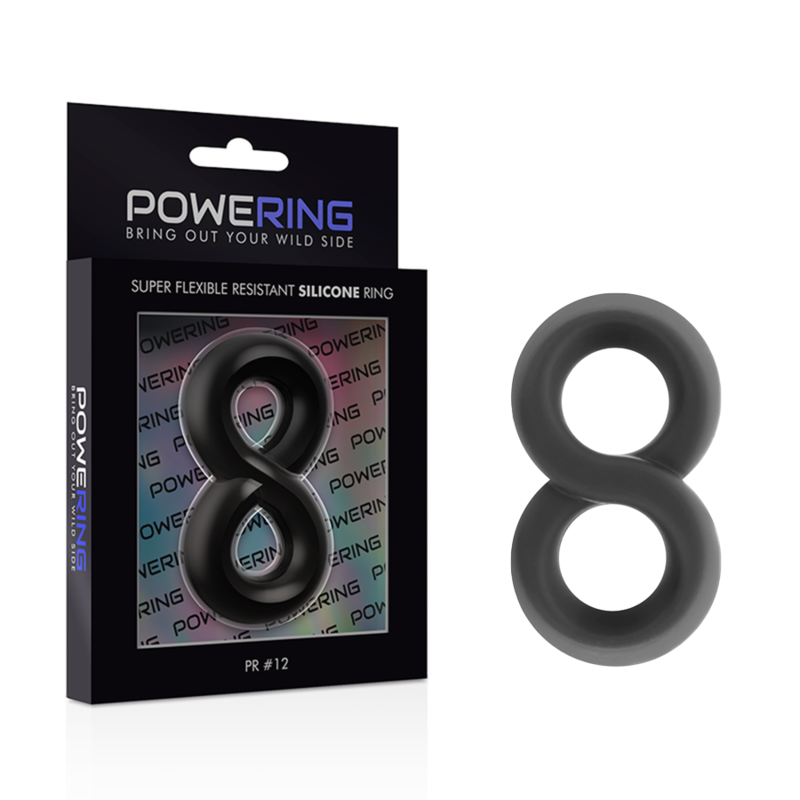 POWERING - ANILLO PARA PENE Y TESTICULOS SUPER FLEXIBLE Y RESISTENTE PR12 NEGRO