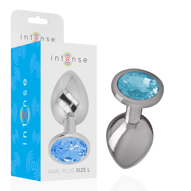 INTENSE - PLUG ANAL DE METAL DE ALUMINIO CON CRISTAL AZUL TALLA L