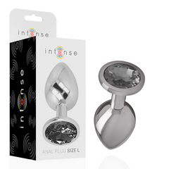 INTENSE - PLUG ANAL DE METAL DE ALUMINIO CON CRISTAL NEGRO TALLA L