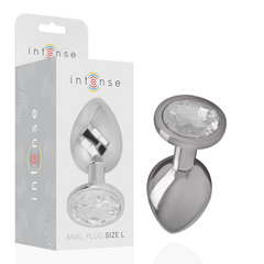 INTENSE - PLUG ANAL DE METAL DE ALUMINIO CON CRISTAL DE PLATA TALLA L