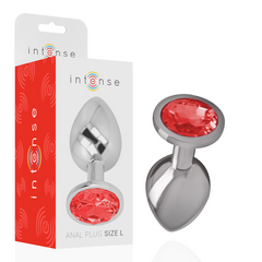 INTENSE - PLUG ANAL DE METAL DE ALUMINIO CON CRISTAL ROJO TALLA L