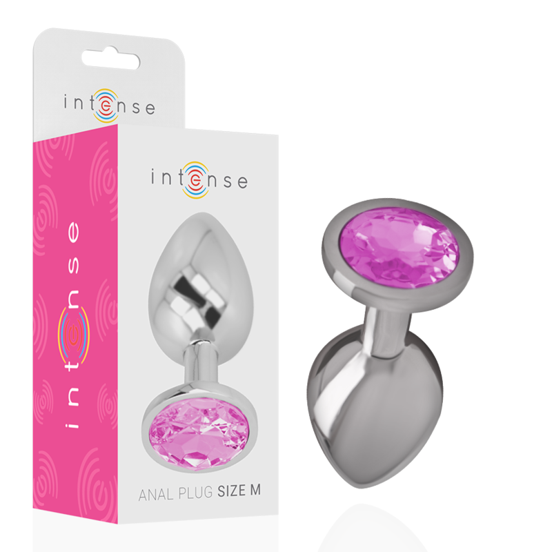 INTENSE - PLUG ANAL DE METAL DE ALUMINIO CON CRISTAL ROSA TALLA M