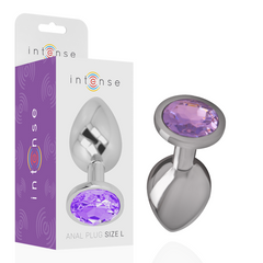 INTENSE - PLUG ANAL DE METAL DE ALUMINIO CON CRISTAL MORADO TALLA S