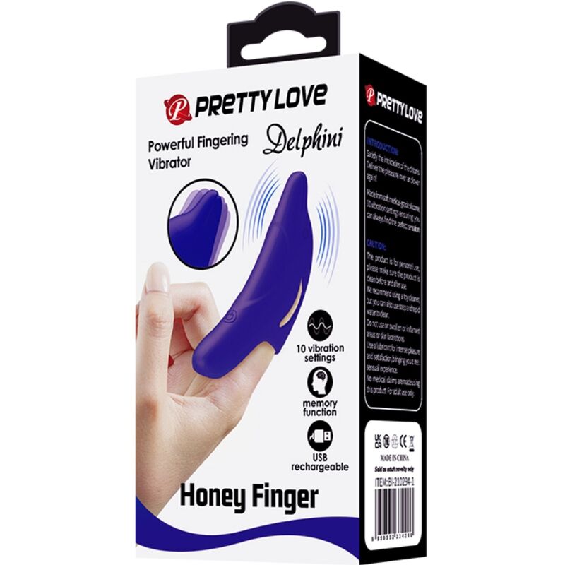 PRETTY LOVE - POWERFUL DARK BLUE DELPHINI FINGER STIMULATOR