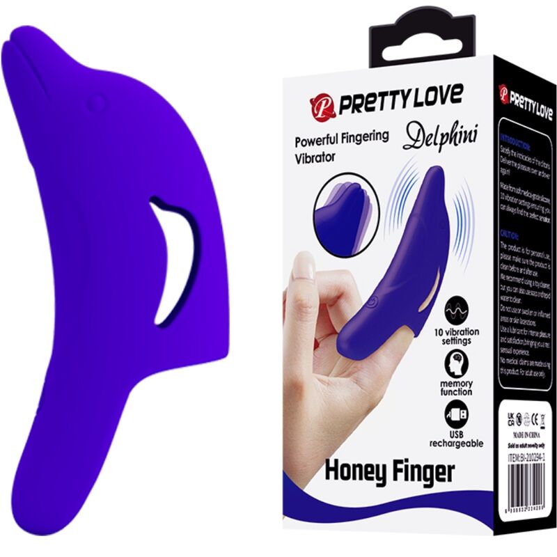 PRETTY LOVE - POWERFUL DARK BLUE DELPHINI FINGER STIMULATOR