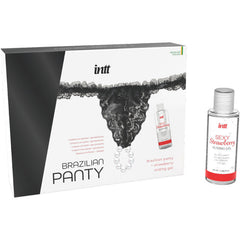 INTT RELEASES - BLACK BRAZILIAN PANTIES WITH PEARLS AND LUBRICATING GEL 50 ML