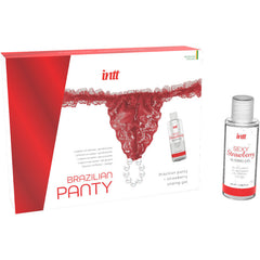 INTT RELEASES - BRAZILIAN RED PANTIES WITH PEARLS AND LUBRICATING GEL 50 ML