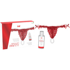 INTT RELEASES - BRAZILIAN RED PANTIES WITH PEARLS AND LUBRICATING GEL 50 ML