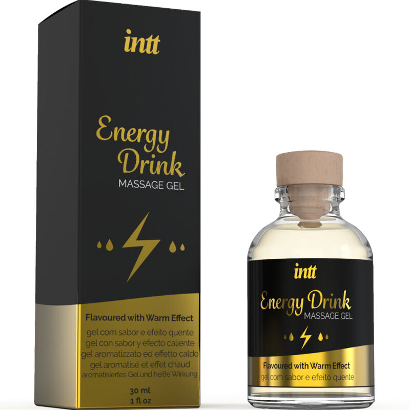 INTT MASSAGE &amp; SEX ORAL - GEL DE MASAJE CON BEBIDA ENERGÉTICA SABORIZADA Y EFECTO CALEFACCIÓN