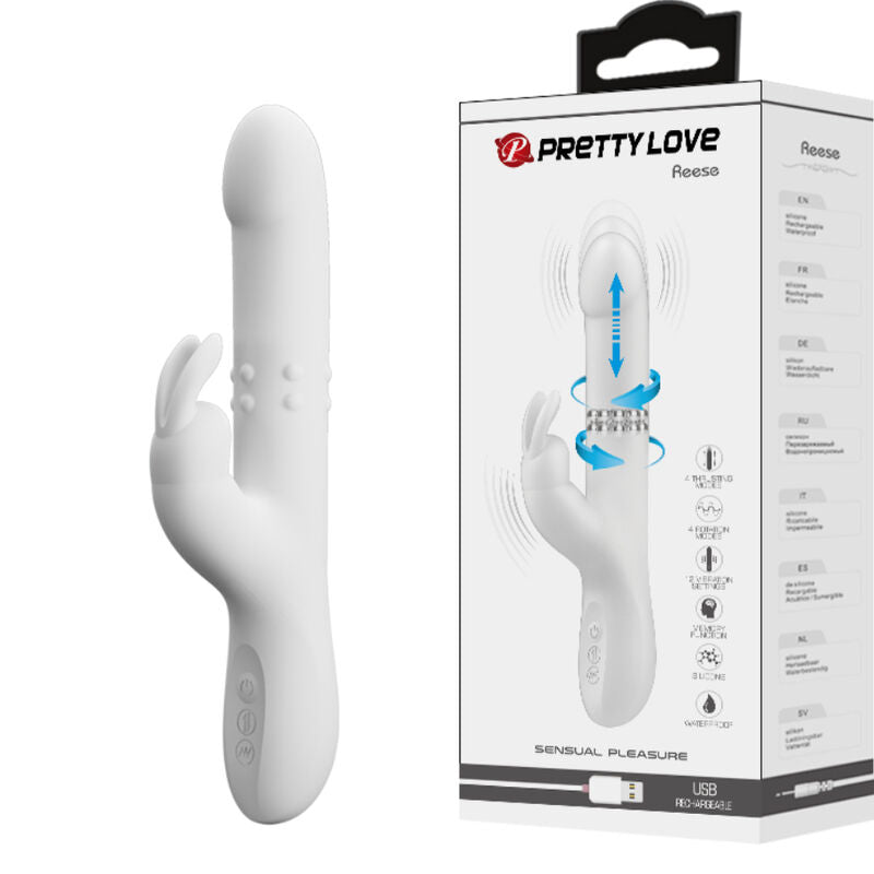 PRETTY LOVE - VIBRADOR REESE CON ROTACIÓN PLATA