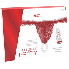 INTT RELEASES - BRAZILIAN RED PANTIES WITH PEARLS AND LUBRICATING GEL 50 ML