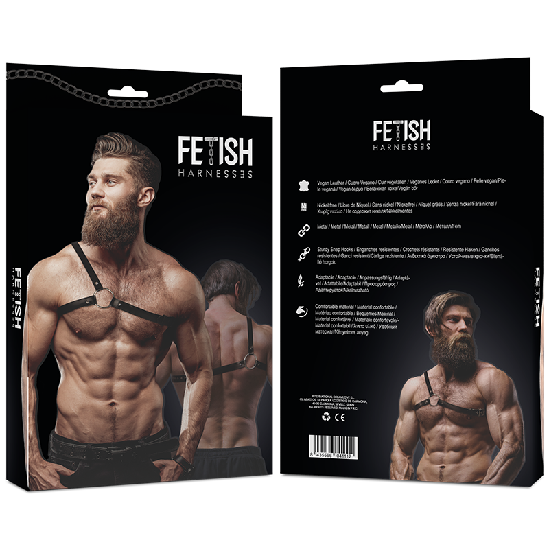 FETISH ACTITUD SUMISA - ARNÉS DE PIEL ECO CON HOMBROS CRUZADOS PARA HOMBRE