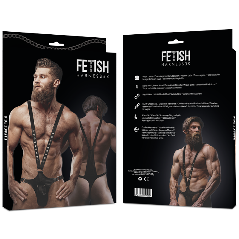 FETISH ACTITUD SUMISA - ARNÉS EN V DE PIEL ECOLÓGICO PARA HOMBRE