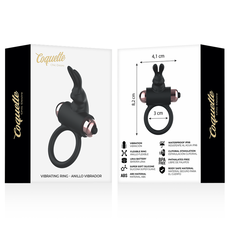 COQUETTE CHIC DESIRE - COCKRING CON VIBRADOR NEGRO/ORO