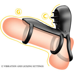 PRETTY LOVE - FUNDA PARA PENE JAMMY 12 VIBRACIONES CON LENGUA DE SILICONA RECARGABLE