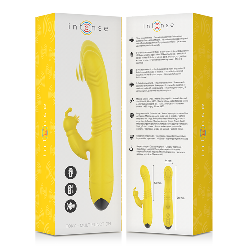 INTENSE - TOKY UP&amp;DOWN VIBRADOR MULTIFUNCIÓN CON ESTIMULADOR DEL CLITORAL AMARILLO