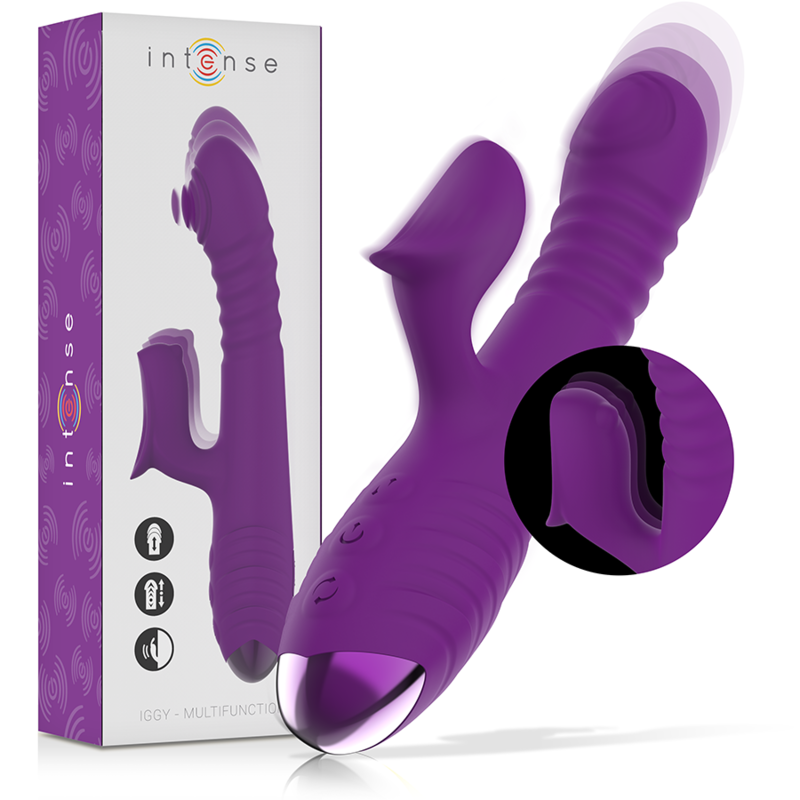 INTENSE - IGGY UP &amp; DOWN VIBRADOR MULTIFUNCIÓN RECARGABLE CON ESTIMULADOR DE CLITORAL MORADO