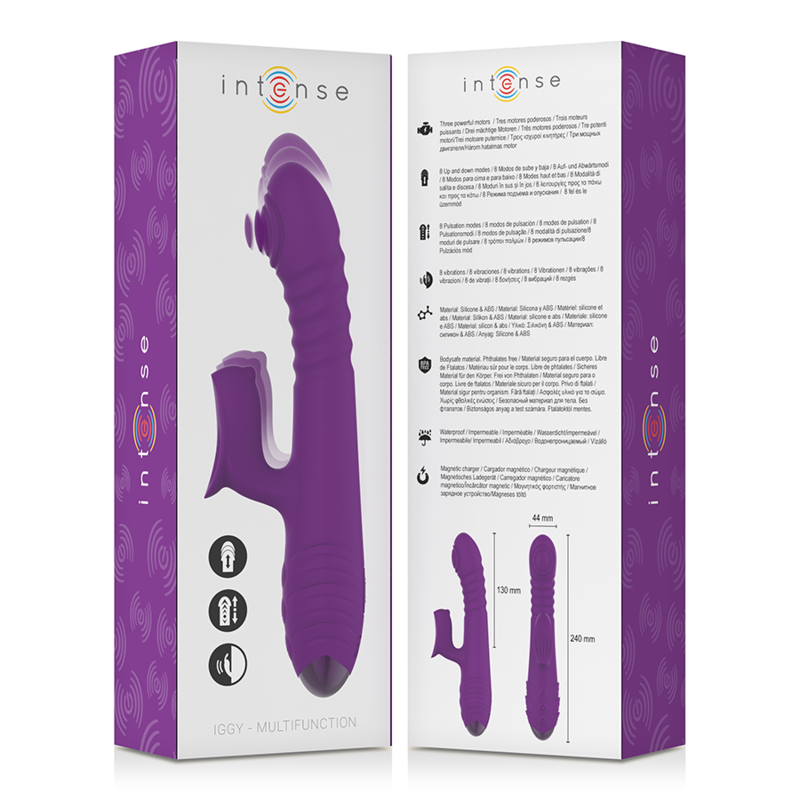 INTENSE - IGGY UP &amp; DOWN VIBRADOR MULTIFUNCIÓN RECARGABLE CON ESTIMULADOR DE CLITORAL MORADO