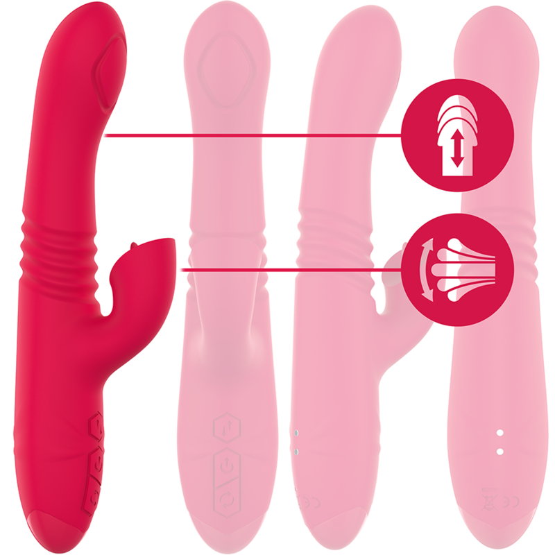 INTENSE - DUA VIBRADOR MULTIFUNCIÓN RECARGABLE ARRIBA Y ABAJO CON LENGUA ROJA