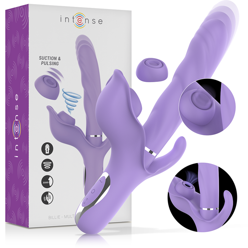 INTENSE - BILLIE VIBRADOR MULTIFUNCIÓN RECARGABLE SUCCIÓN Y PULSACIÓN MORADO