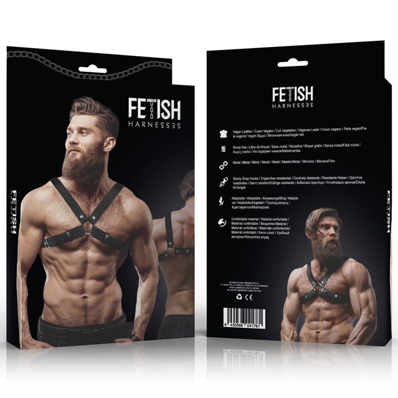 FETISH SUBMISSIVE ATTITUDE - ADJUSTABLE ECO LEATHER BULLDOG HARNESS FOR MEN