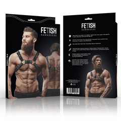 FETISH ACTITUD SUMISA - ARNÉS DE PECHO BULLDOG AJUSTABLE EN PIEL ECOLÓGICA PARA HOMBRE