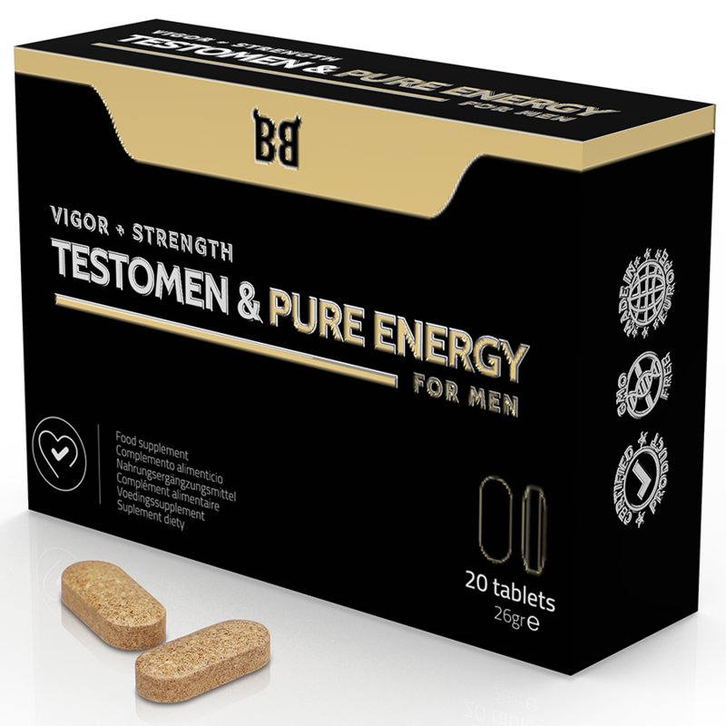 BLACK BULL - TESTOMEN Y POTENCIADOR DE ENERGÍA PURA PARA HOMBRES 20 CÁPSULAS