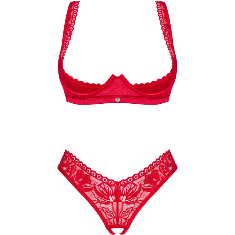 OBSESSIVE - CONJUNTO 2 PIEZAS LACELOVE CUPLESS ROJO XS/S