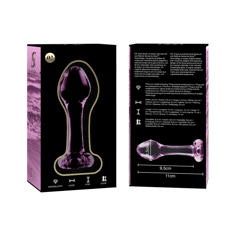 NEBULA SERIES BY IBIZA - PLUG ANAL MODÈLE 2 VERRE BOROSILICATE CLAIR 11 CM -O- 3.5 CM