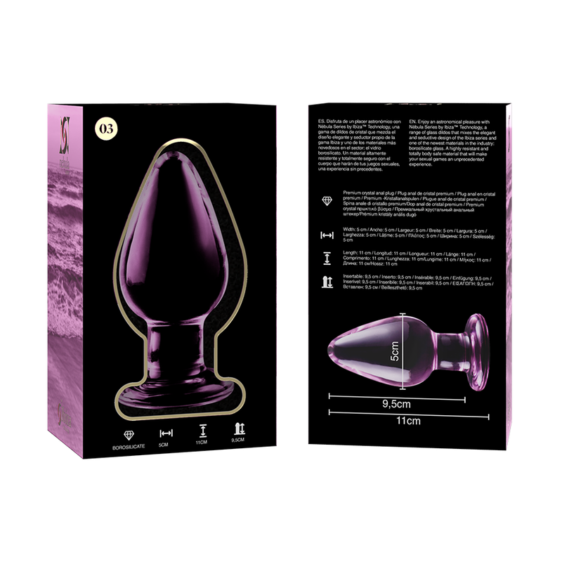 SERIE NEBULA DE IBIZA - PLUG ANAL MODELO 3 CRISTAL BOROSILICATO TRANSPARENTE 11 CM -O- 5 CM