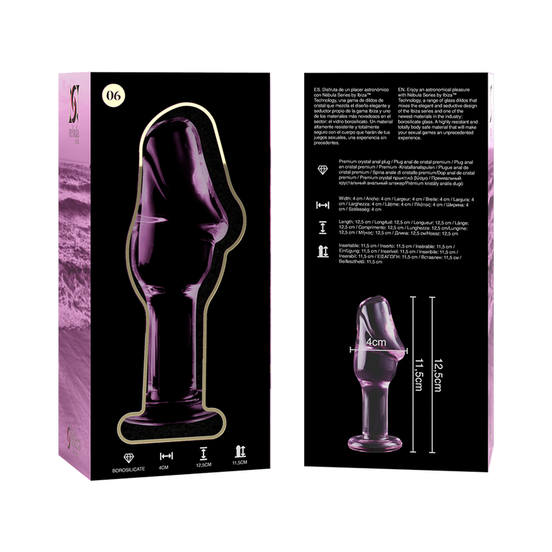 SERIE NEBULA DE IBIZA - PLUG ANAL MODELO 6 CRISTAL BOROSILICATO TRANSPARENTE 12,5 CM -O- 4 CM