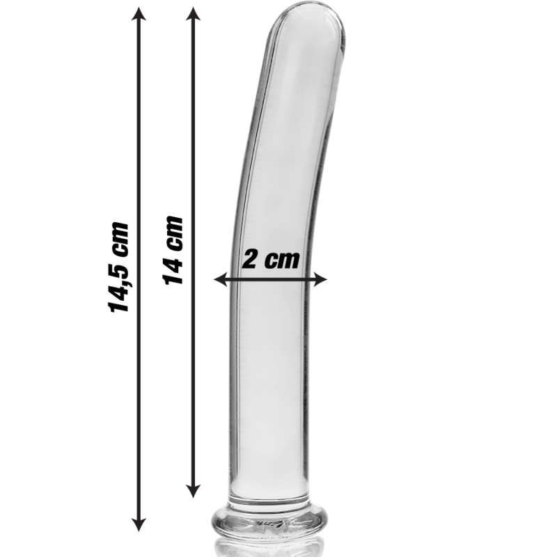 NEBULA SERIES BY IBIZA - MODEL 8 CLEAR BOROSILICATE GLASS DILDO 14.5 CM -O- 2 CM