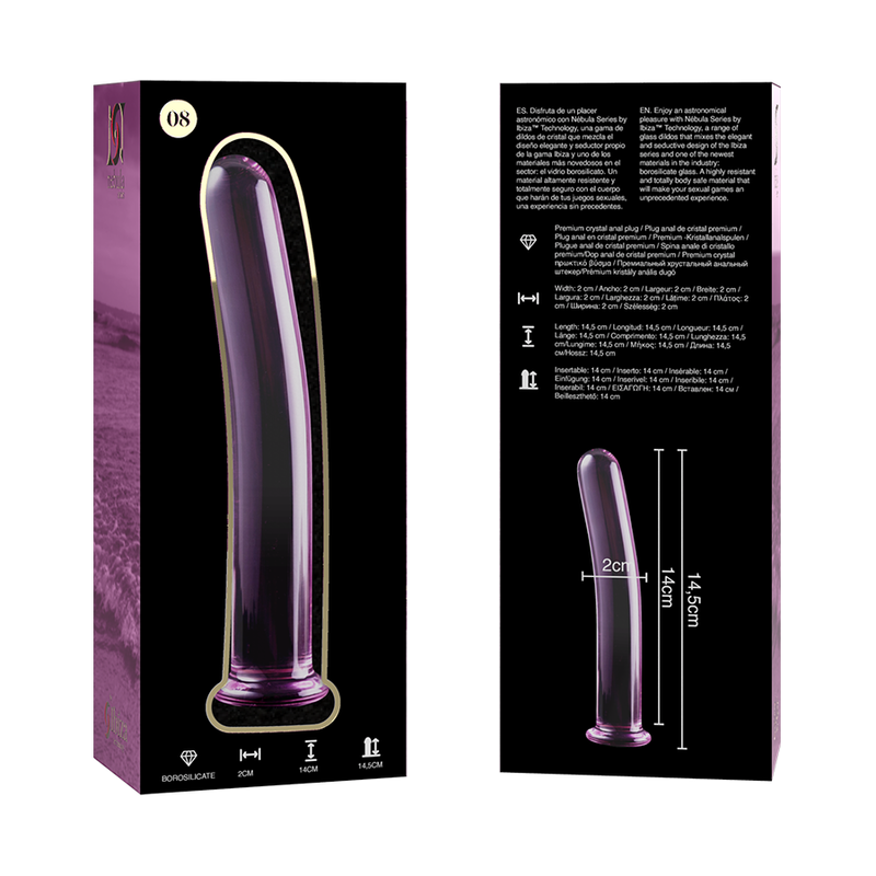 NEBULA SERIES BY IBIZA - MODELO 8 DILDO DE CRISTAL BOROSILICATO TRANSPARENTE 14,5 CM -O- 2 CM