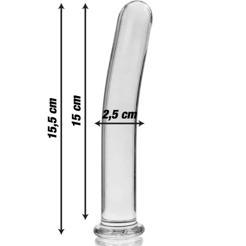 NEBULA SERIES BY IBIZA - MODEL 9 CLEAR BOROSILICATE GLASS DILDO 15.5 CM -O- 2.5 CM