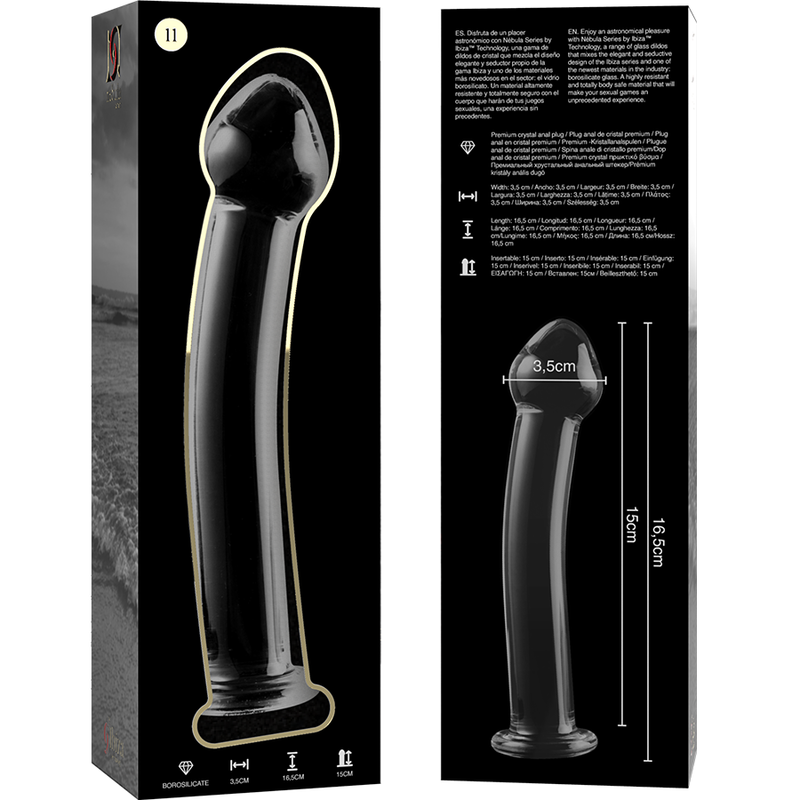 NEBULA SERIES BY IBIZA - MODEL 11 CLEAR BOROSILICATE GLASS DILDO 16 CM -O- 3 CM