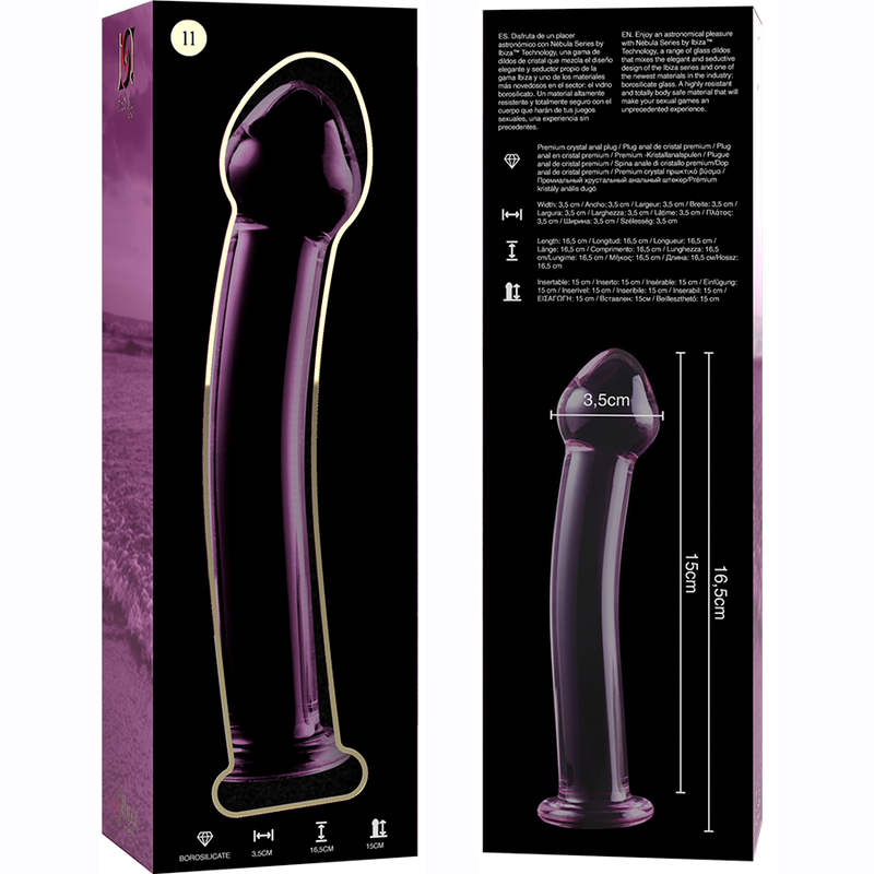 NEBULA SERIES BY IBIZA - MODELO 11 DILDO DE CRISTAL BOROSILICATO TRANSPARENTE 16 CM -O- 3 CM