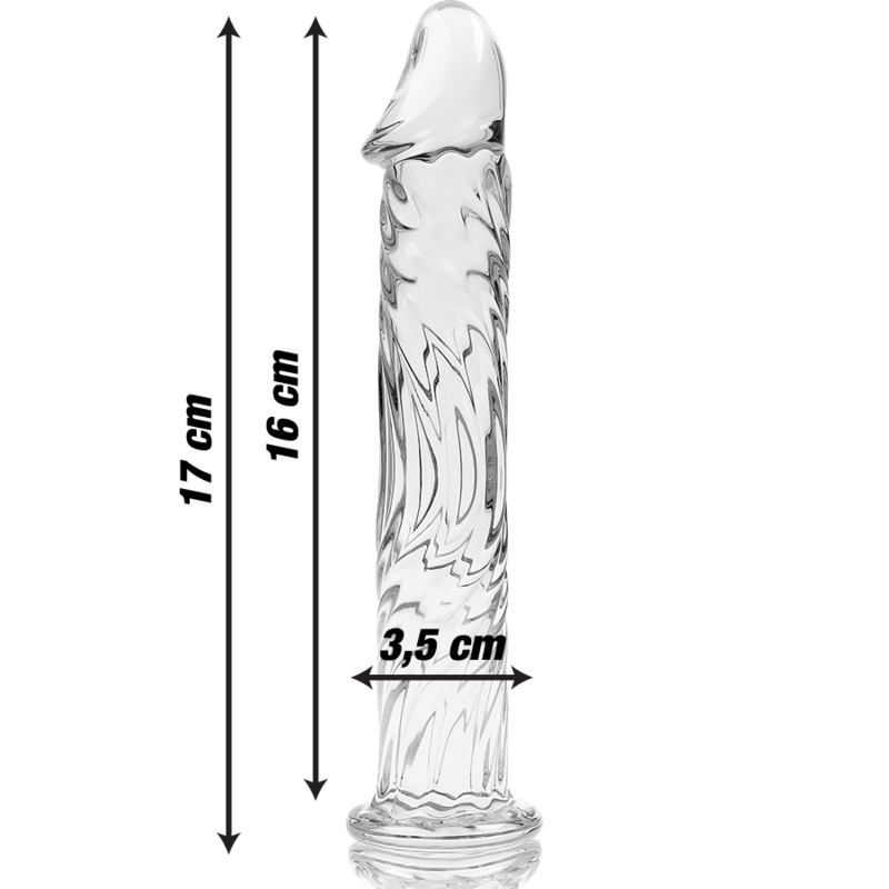 NEBULA SERIES BY IBIZA - MODEL 12 CLEAR BOROSILICATE GLASS DILDO 17 CM -O- 3.5 CM