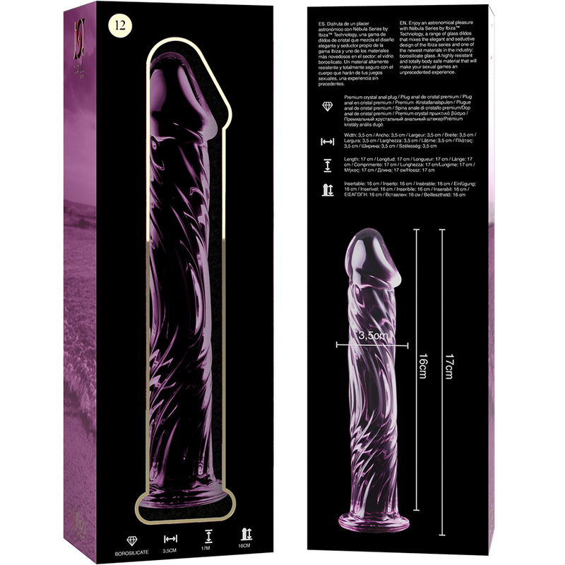 NEBULA SERIES BY IBIZA - MODEL 12 CLEAR BOROSILICATE GLASS DILDO 17 CM -O- 3.5 CM