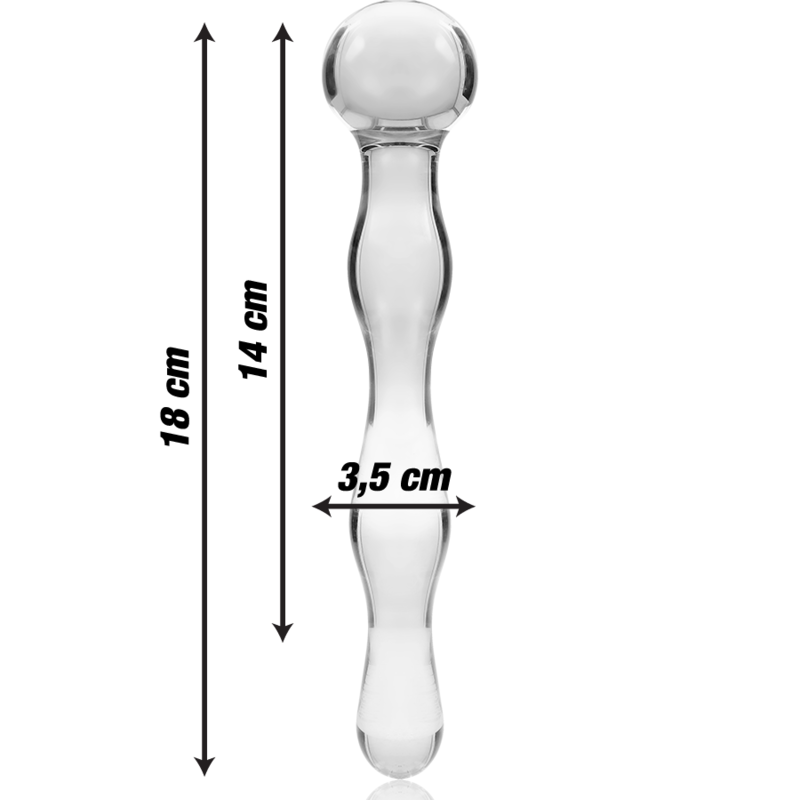 NEBULA SERIES BY IBIZA - MODELO 13 DILDO DE CRISTAL BOROSILICATO TRANSPARENTE 18 CM -O- 3,5 CM